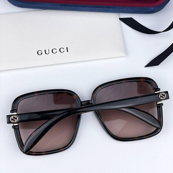 NEW Gucci GG1066S 002 Havana Brown Gradient Butterfly Women Sunglasses - Picture 12 of 13